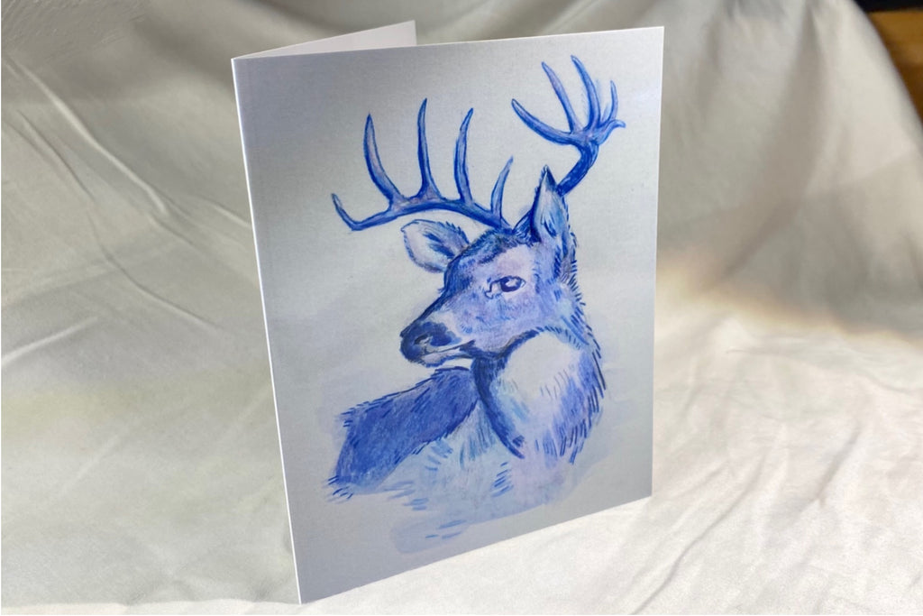 Blue Stag Greeting Card
